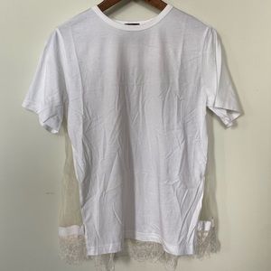 Clu lace pleats detail back top in white.